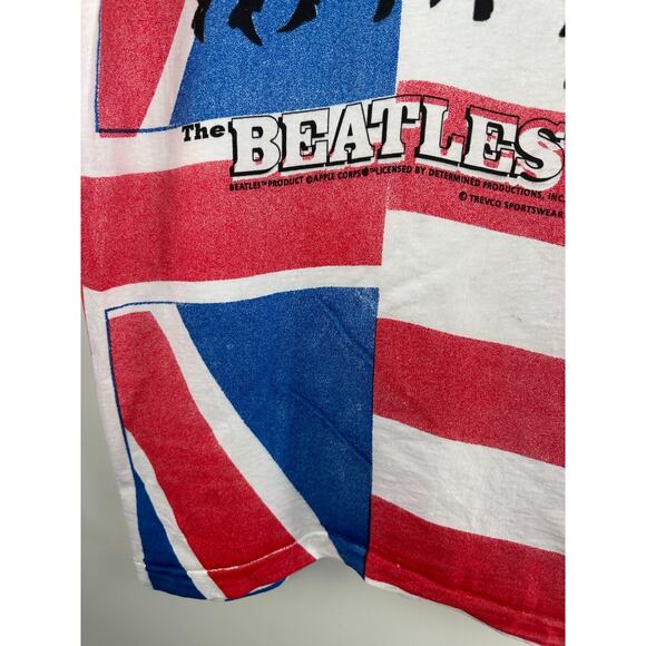 Vtg Beatles British American Flag Apple Corps Single Stitch XL T Shirt *Flawed* - Picture 6 of 16